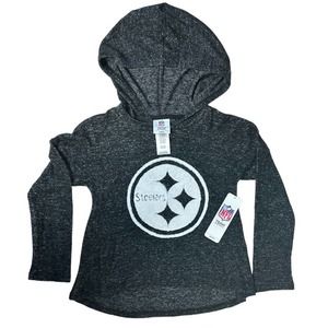NFL Team Apparel Gray Steelers Long Sleeve Hooded Top Size Girl's S